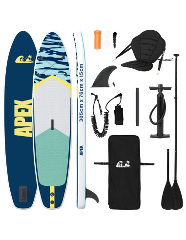 SUP Board con Seggiolino 2-in-1 APEX 305 x 76 x 15 cm Blu per
