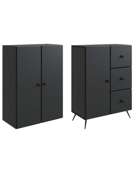 Set di armadi 2 pcs Nero Legno ingegnerizzato