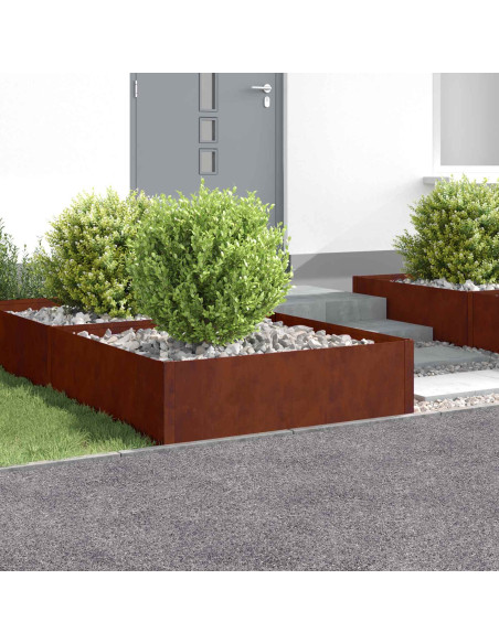 Bordura per Prato 4 pcs 100 x 100 x 35 cm Acciaio Ruggine