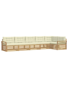 Set di divani da esterno 6 pcs Bianco e Crema 2