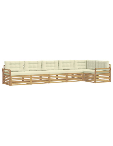 Set di divani da esterno 6 pcs Bianco e Crema