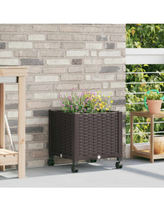 Vaso da Giardino con Ruote Marrone 40 x 40 x 44 cm PP