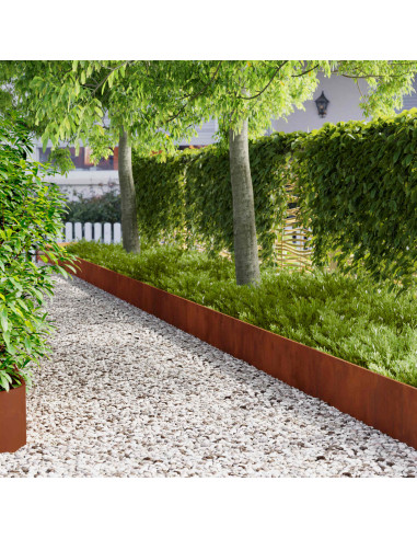 Bordura per Prato 20 pcs 103 x 30 cm Acciaio Ruggine
