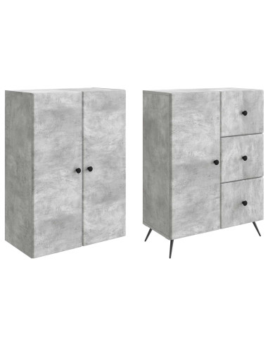 Set di armadi 2 pcs Grigio Cemento Legno ingegnerizzato