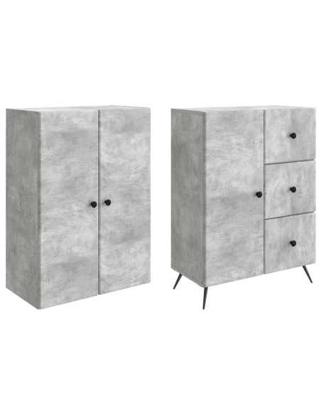 Set di armadi 2 pcs Grigio Cemento Legno ingegnerizzato