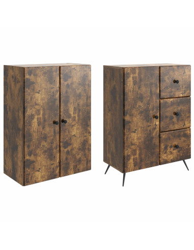 Set di armadi 2 pcs Rovere Fumo Legno ingegnerizzato