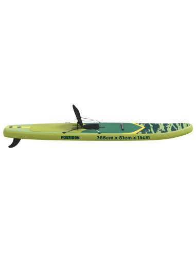 SUP Board con Seggiolino 2-in-1 POSEIDON 366 x 81 x 15 cm Verde