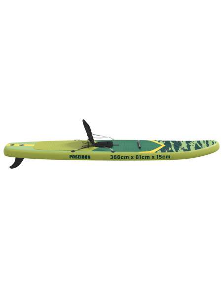 SUP Board con Seggiolino 2-in-1 POSEIDON 366 x 81 x 15 cm Verde