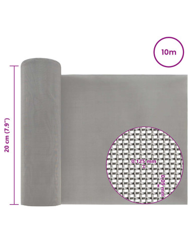 Rete per schermatura 20 x 1000 cm 120 Mesh Argento