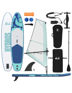 SUP gonfiabile con vela HYDROS 330 x 76 x 15 cm Turchese per 2