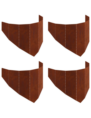 Bordura per Prato 4 pcs 100 x 45 cm Acciaio Ruggine