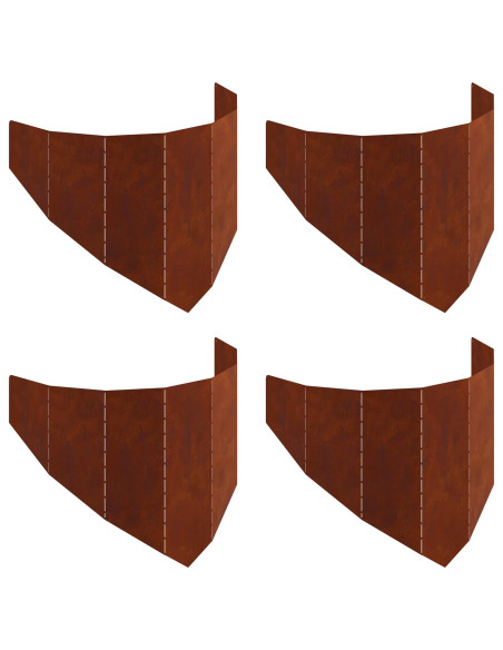 Bordura per Prato 4 pcs 100 x 45 cm Acciaio Ruggine