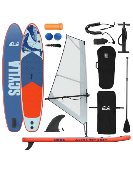 SUP gonfiabile con vela SCYLLA 330 x 76 x 15 cm Blu per