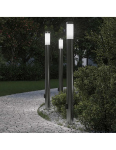 Lampioni a colonnina con presa elettrica 3 pz 110 cm Acciaio Inox IP44