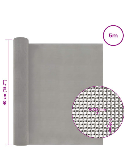Rete per schermatura 40 x 500 cm 120 Mesh Argento