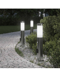 Lampioni a dissuasore con sensore e presa 3 pz 50 cm Acciaio Inox IP44