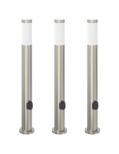 Lampioni a palo con presa elettrica 3 pz 80 cm Acciaio Inox IP44 2