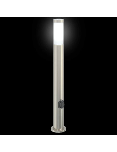 Lampioni a palo con presa elettrica 3 pz 80 cm Acciaio Inox IP44