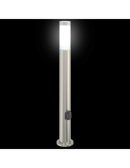 Lampioni a palo con presa elettrica 3 pz 80 cm Acciaio Inox IP44