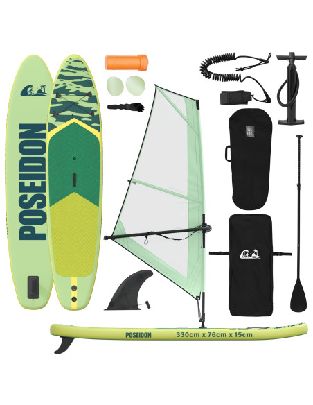 SUP gonfiabile con vela POSEIDON 330 x 76 x 15 cm Verde per