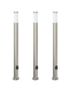 Lampioni a colonnina con presa elettrica 3 pz 110 cm Acciaio Inox IP44 2