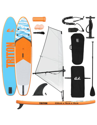 SUP gonfiabile con vela TRITON 330 x 76 x 15 cm Blu per