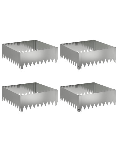 Bordura per Prato 4 pcs 60 x 60 x 20 cm Acciaio Argento