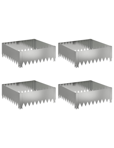 Bordura per Prato 4 pcs 60 x 60 x 20 cm Acciaio Argento