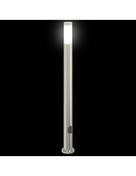 Lampioni a colonnina con presa elettrica 3 pz 110 cm Acciaio Inox IP44