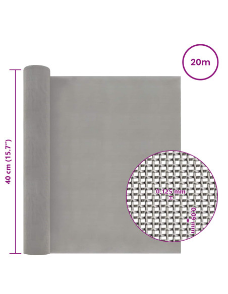 Rete per schermatura 40 x 2000 cm 120 Mesh Argento