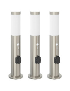 Lampioni a dissuasore con sensore e presa 3 pz 50 cm Acciaio Inox IP44 2