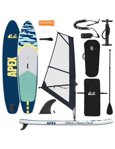 SUP gonfiabile con vela APEX 330 x 76 x 15 cm Blu per