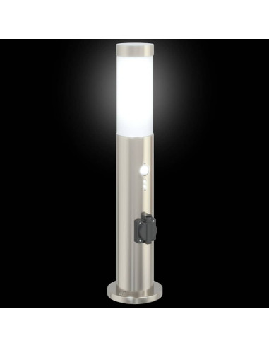 Lampioni a dissuasore con sensore e presa 3 pz 50 cm Acciaio Inox IP44