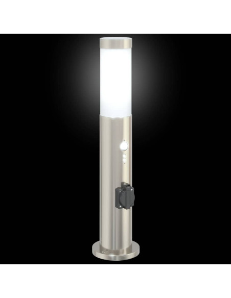 Lampioni a dissuasore con sensore e presa 3 pz 50 cm Acciaio Inox IP44
