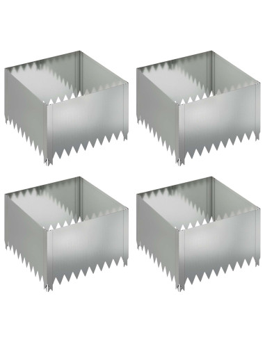 Bordura per Prato 4 pcs 60 x 60 x 35 cm Acciaio Argento