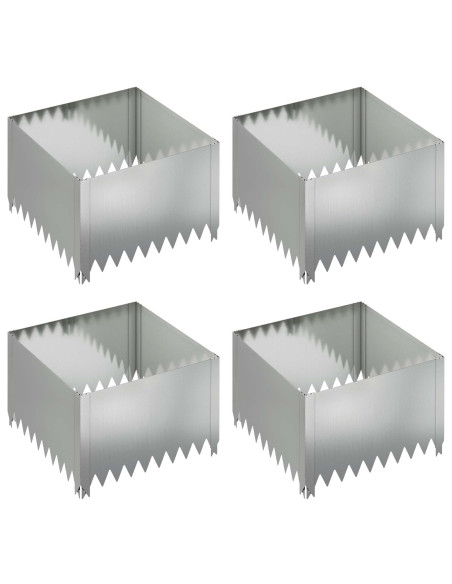 Bordura per Prato 4 pcs 60 x 60 x 35 cm Acciaio Argento