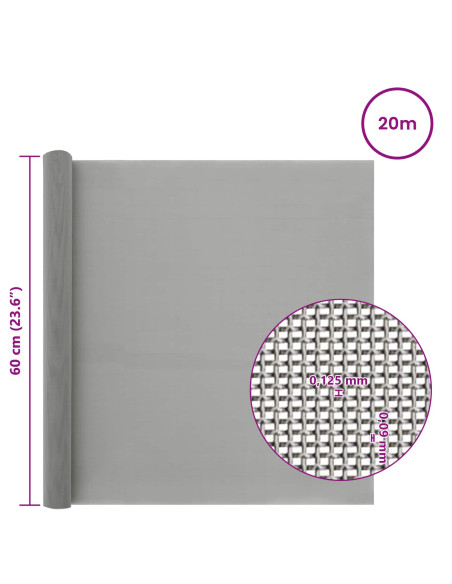 Rete per schermatura 60 x 2000 cm 120 Mesh Argento