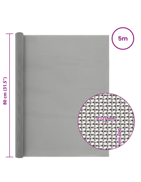 Rete per schermatura 80 x 500 cm 120 Mesh Argento
