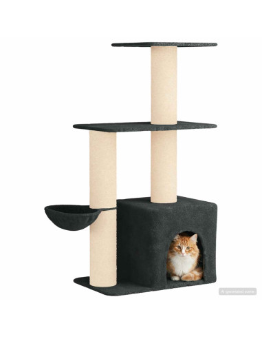 Albero per gatti con pali per graffiare in sisal Grigio Scuro