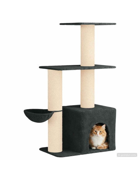 Albero per gatti con pali per graffiare in sisal Grigio Scuro