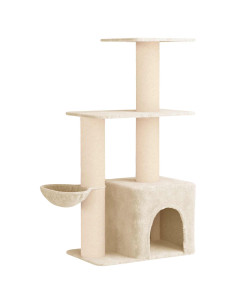 Albero per gatti con pali per graffiare in sisal Crema 133 cm 2