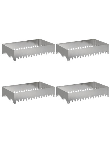 Bordura per Prato 4 pcs 100 x 60 x 20 cm Acciaio Argento