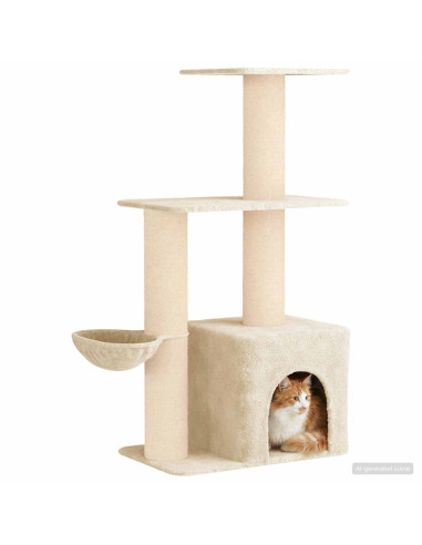 Albero per gatti con pali per graffiare in sisal Crema 133 cm