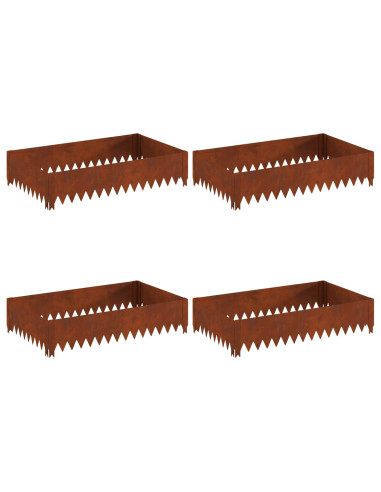 Bordura per Prato 4 pcs 100 x 60 x 20 cm Acciaio Ruggine