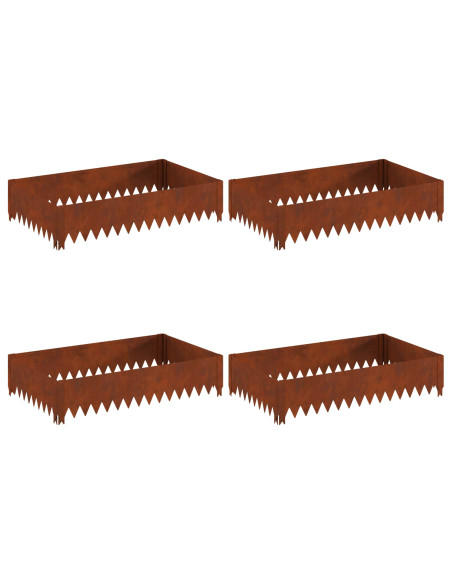 Bordura per Prato 4 pcs 100 x 60 x 20 cm Acciaio Ruggine