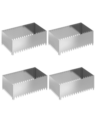 Bordura per Prato 4 pcs 100 x 60 x 35 cm Acciaio Argento