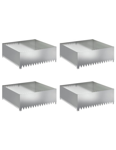 Bordura per Prato 4 pcs 100 x 100 x 35 cm Acciaio Argento