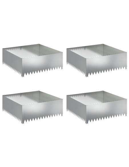 Bordura per Prato 4 pcs 100 x 100 x 35 cm Acciaio Argento