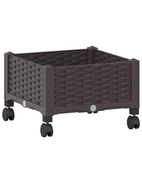 Vaso da Giardino con Ruote Marrone 40 x 40 x 29 cm PP