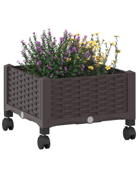 Vaso da Giardino con Ruote Marrone 40 x 40 x 29 cm PP
